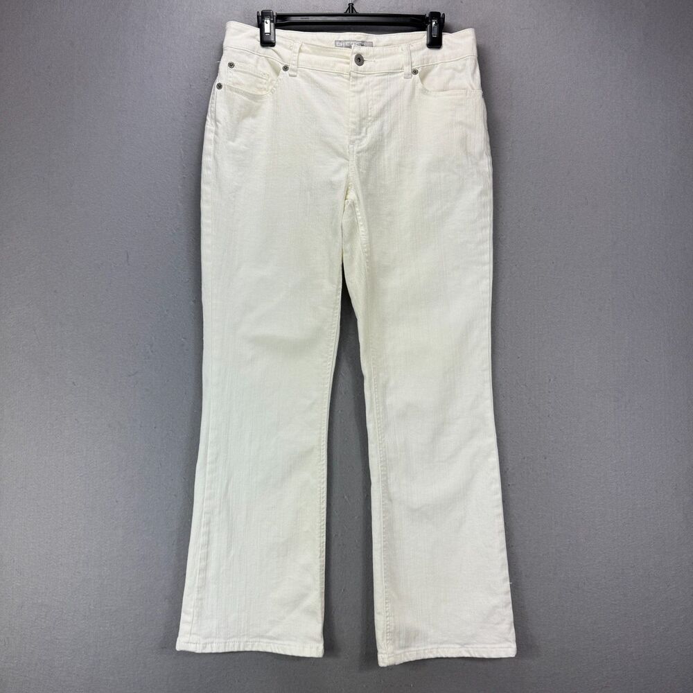 Chico's Platinum Women's Cropped Size 1.5 Short (M-10) White Bootleg Jeans